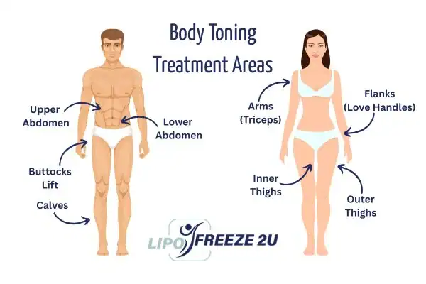 Graphic showing where you can have Body toning Treatment Ayr on your body